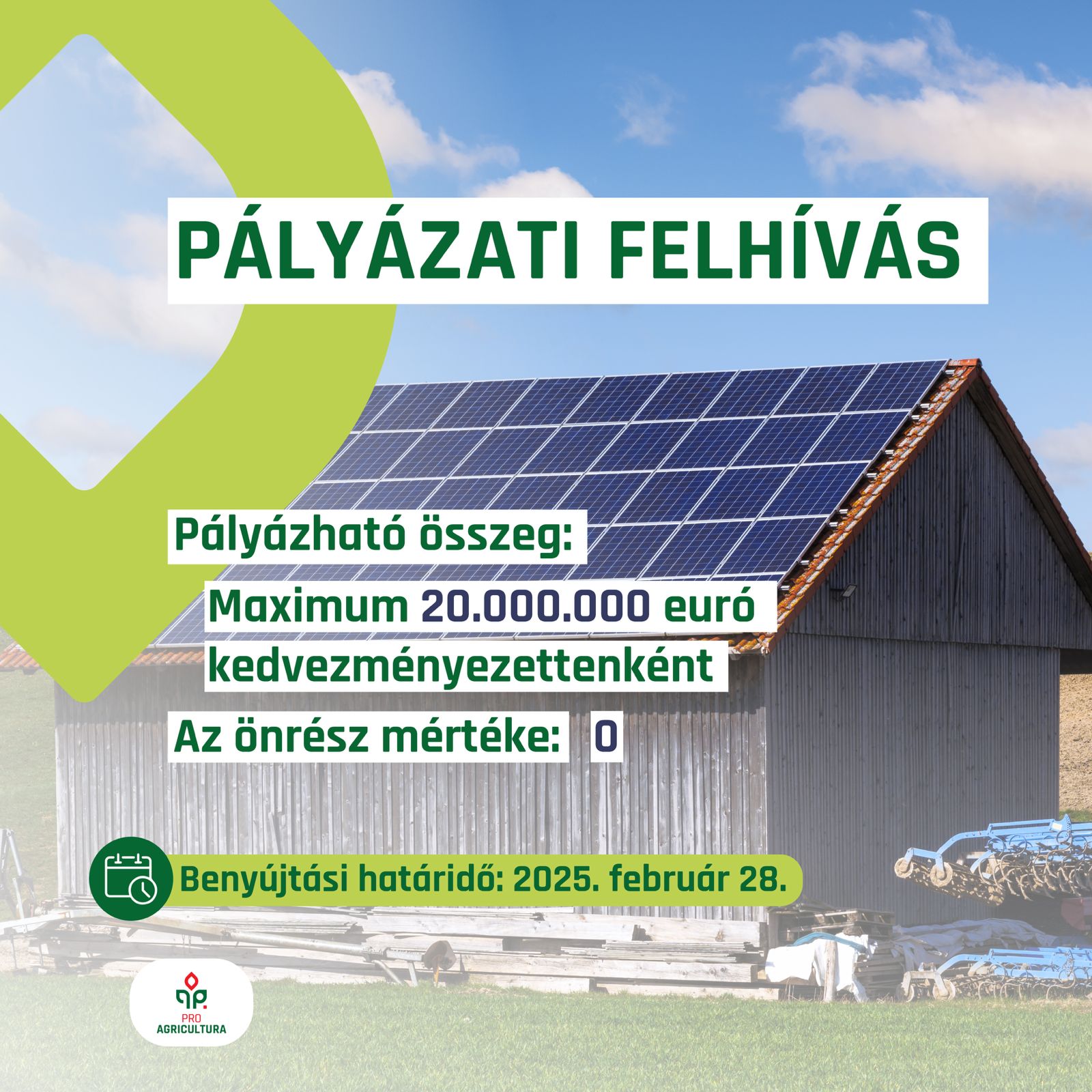 Pályázati felhívás: megújuló energiaenergiaforrásokból történő villamosenergia-termelésére irányuló beruházások